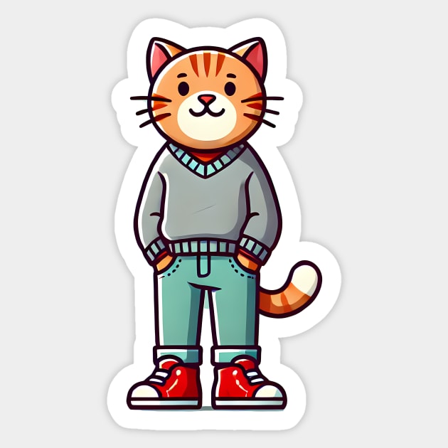 Funny Chilled Cat, Love Cats Sticker by logiamerch